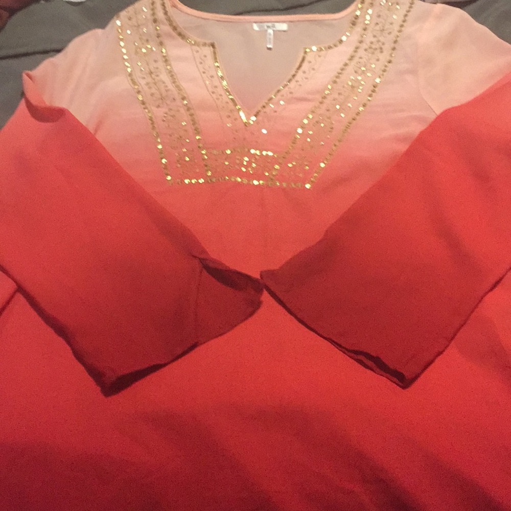 metro 7 blouse pink red and gold